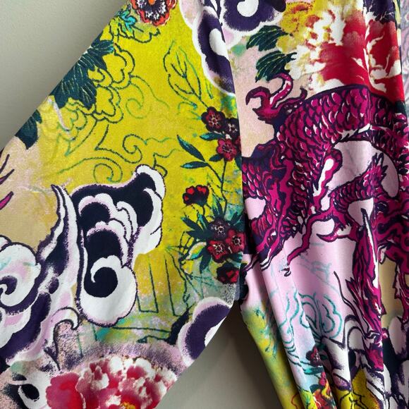 Josie Natori Maly Wrap Lightweight Dragon Floral Robe S - Picture 4 of 6